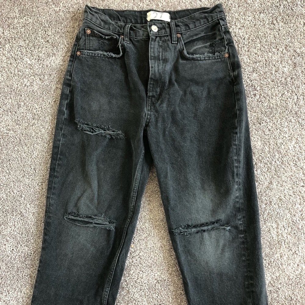Free People Black Capri Ripped Jeans Size 27